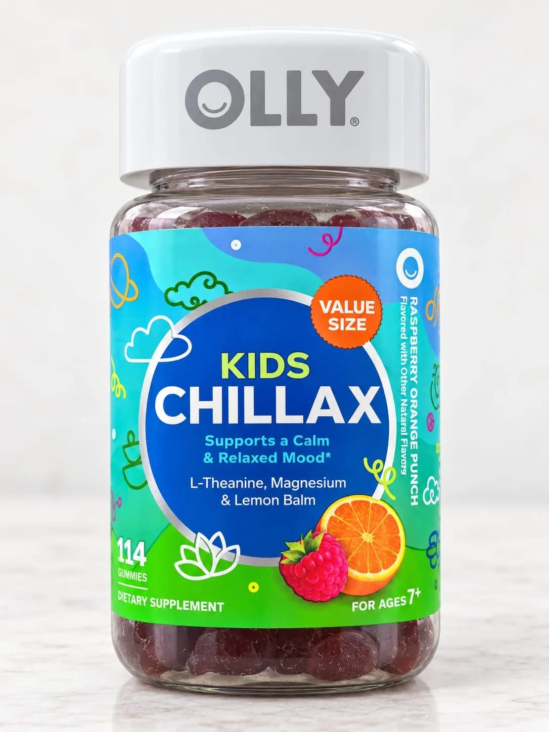 Kids Chillax – OLLY – L-Theanine, Magnesium & Lemon Balm – 114 Gummies