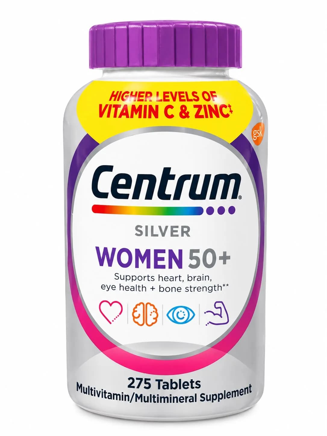 Silver Women 50+ – Centrum – Multivitamínico y Multimineral – 275 Tabletas