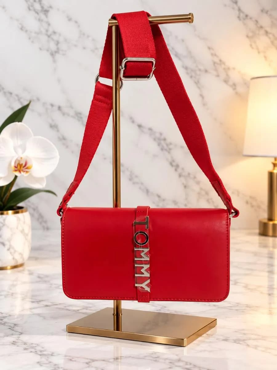 Crossbody Tommy Hilfiger Rectangular con Logo Vertical y Strap Deportivo