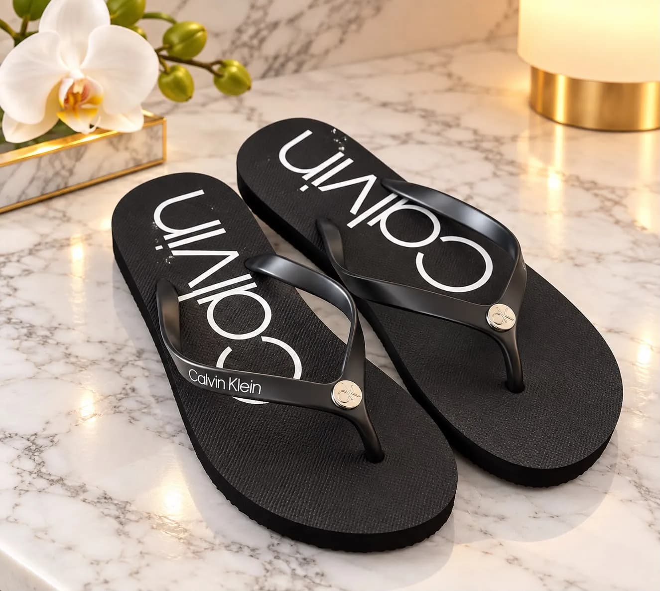 Sandalias Calvin Klein con Logo – Negro