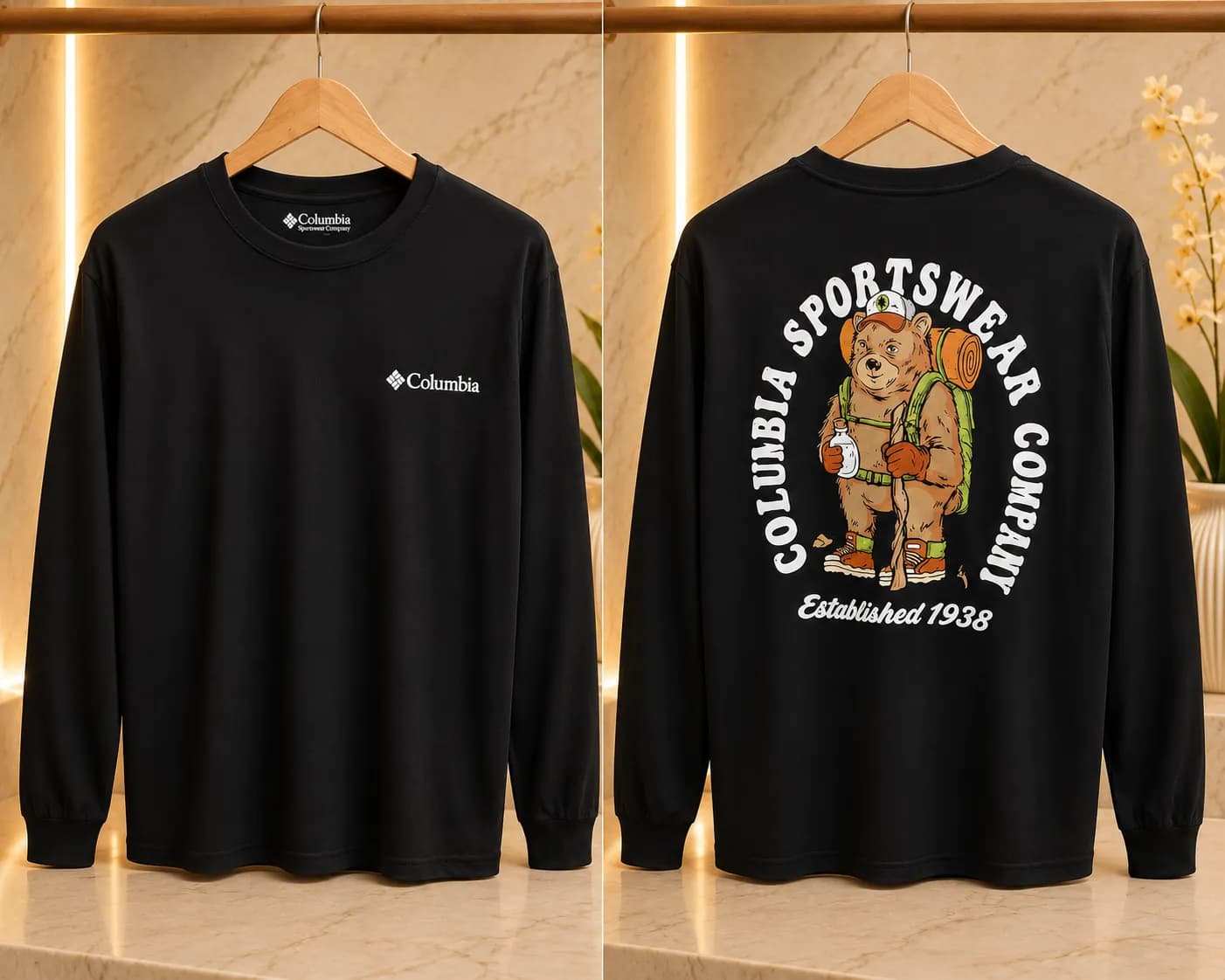 Playera Columbia de Manga Larga con Gráfico Outdoor en Espalda