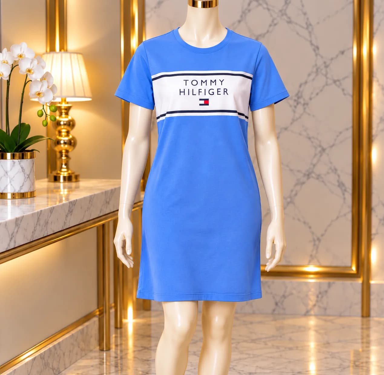 Vestido de Tommy Hilfiger para dama – Azul con panel blanco