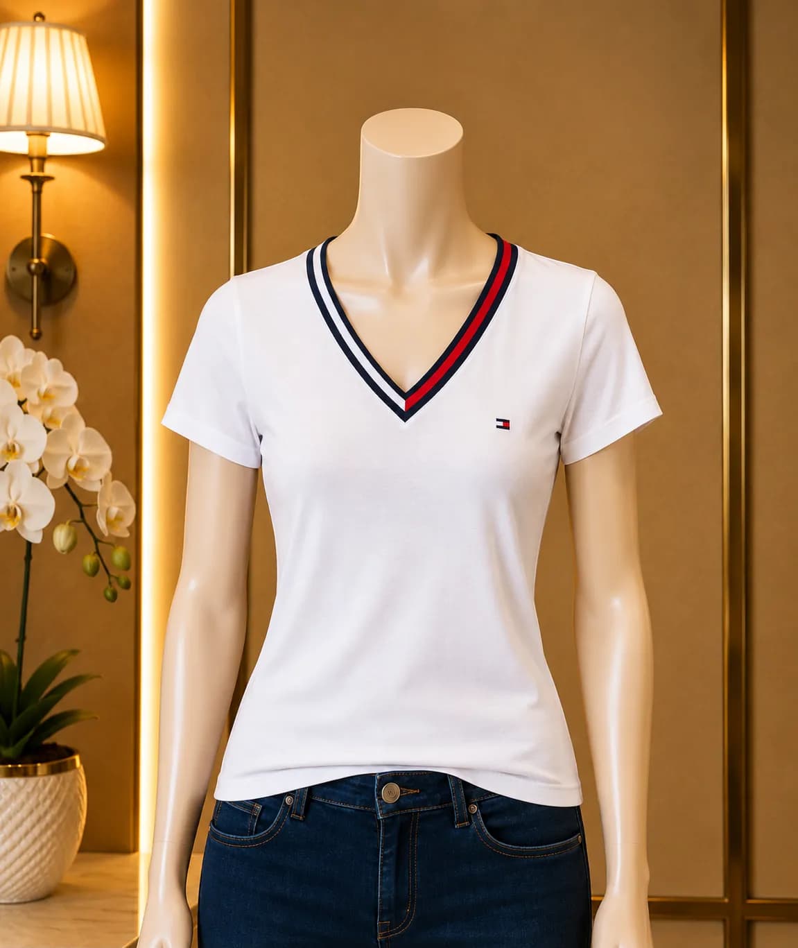 Blusa Tommy Hilfiger con Escote en Contraste