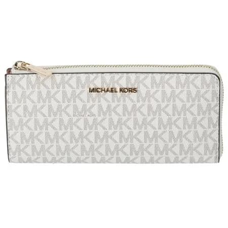 Cartera grande Michael Kors Jet Set Travel Signature con cremallera de 3/4, color vainilla (MK)