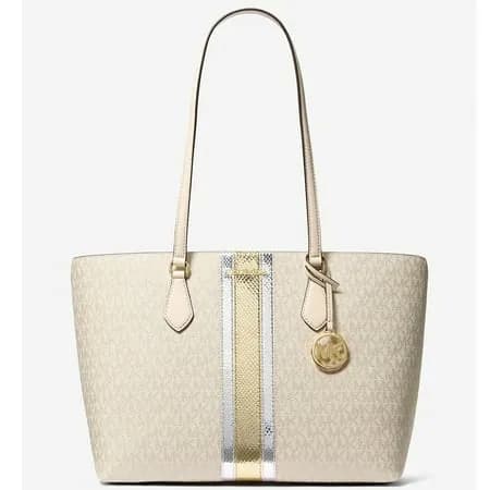 Bolso tote grande Sheila de Michael Kors para mujer con logotipo distintivo y detalles metálicos (oro pálido)