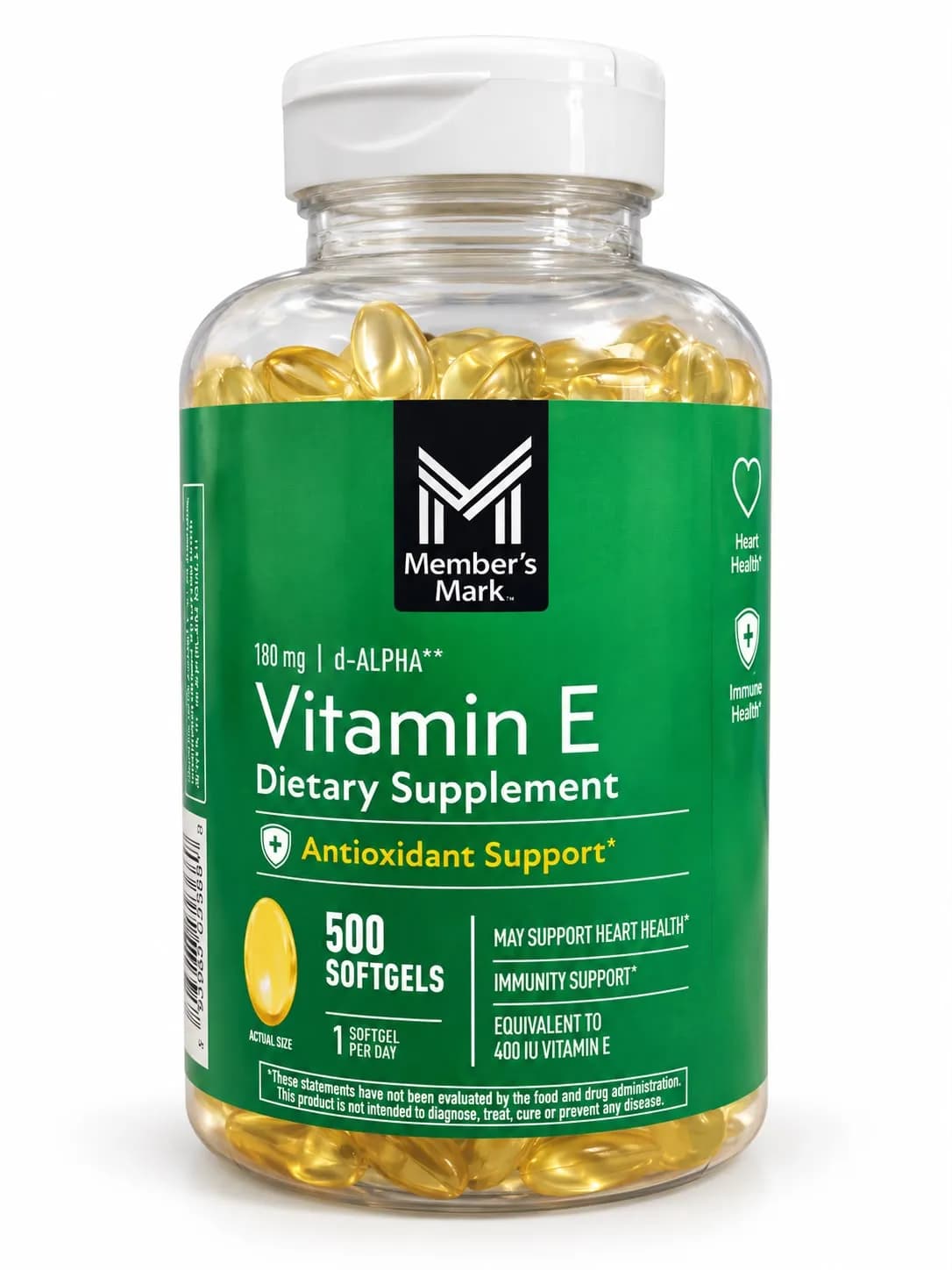 Vitamin E – Member’s Mark – 180 mg (400 IU) – 500 Softgels