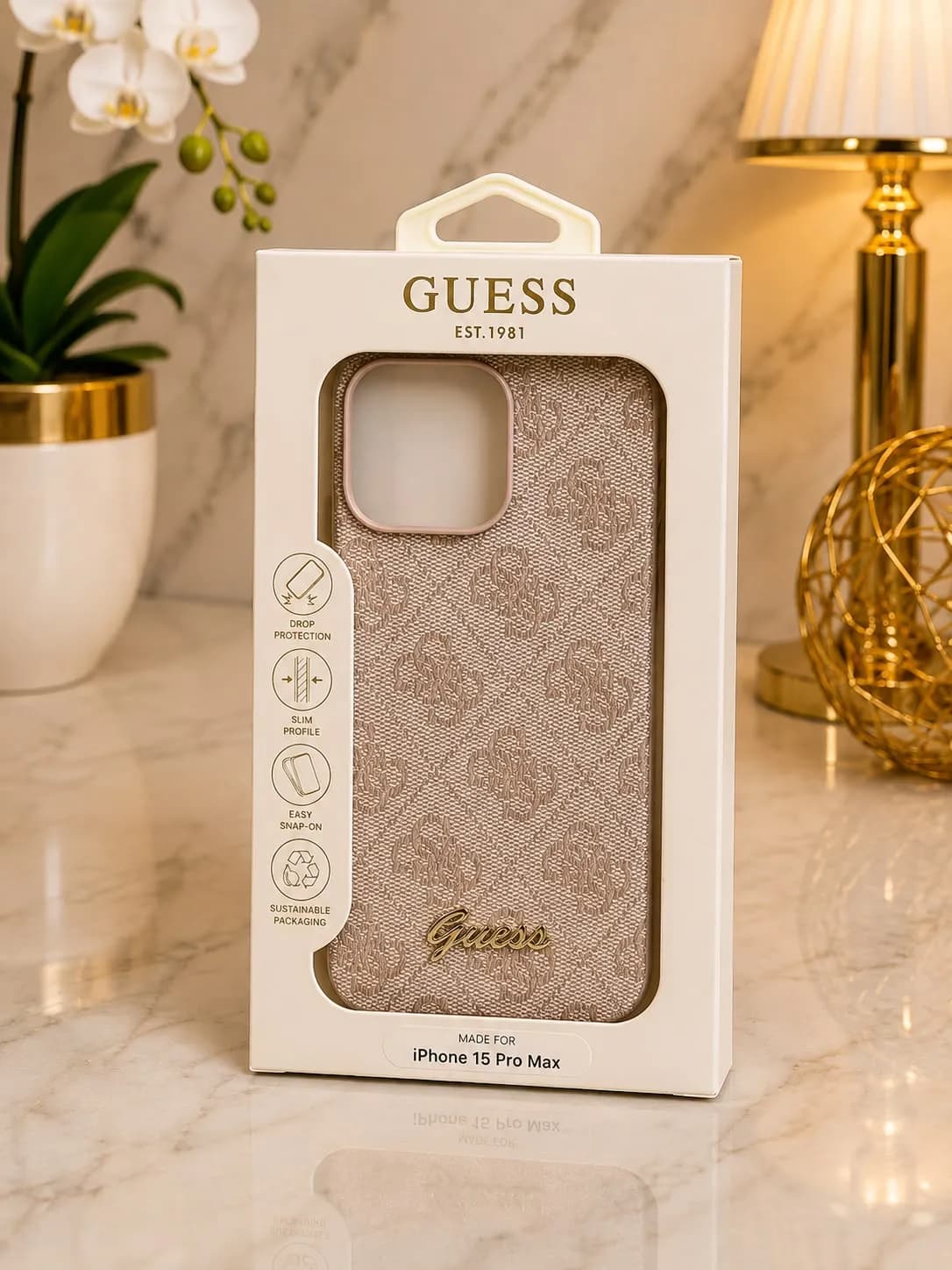 Case Guess Color Rosa Monogrameado