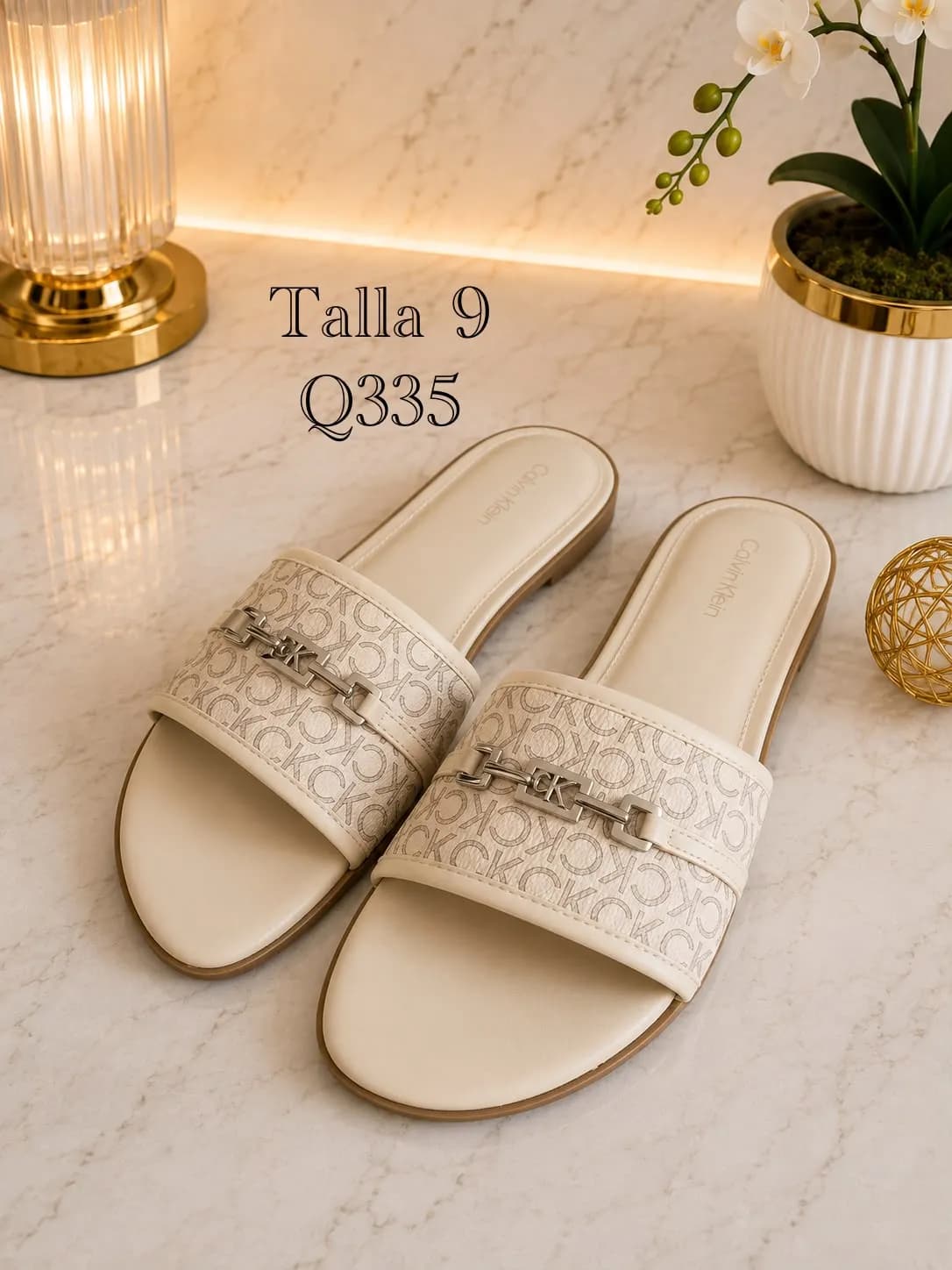 Sandalia Calvin Klein Bajas Color Beige Talla 9